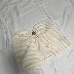 SHEIN Cream Textured Strapless Top